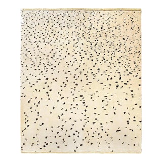 Ivory Fine Hand Knotted Moroccan Rug 8'3"x 9'9" For Sale