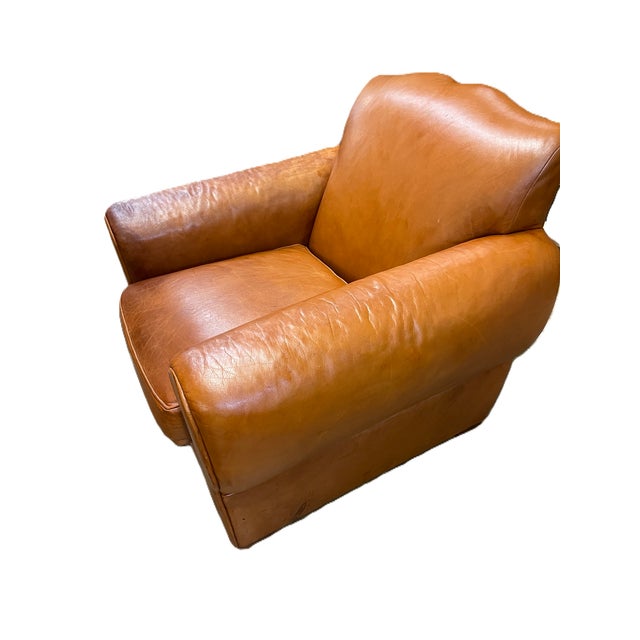 Art Deco Ralph Lauren Leather Club Chair For Sale - Image 3 of 9