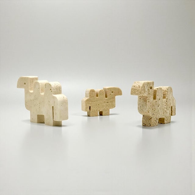 Italian Travertine Camel Sculptures, 1960s, Set of 3 For Sale - Image 12 of 13