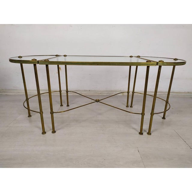 Gold-Plated Brass Ringed Side Tables, 1950s, Set of 3 For Sale - Image 6 of 18