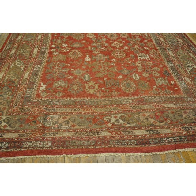 Tribal Soft Rustic Red Antique Tribal Allover Design Antique Turkish Ghiordes Oushak Rug For Sale - Image 3 of 12