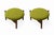 Mid Century Style Round Walnut Ottomans With Lime Green Fabric For Sale - Image 4 of 4