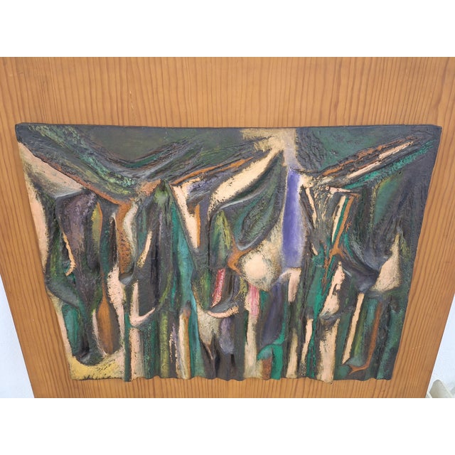 Wall Sculpture in Iron Painted with Informal Motifs, 1960s-1970s, in Very Good conditions. Designed 1970 to 1979