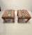 Stylish pair of vintage rattan based benches with stunning geometric upholstery. Details Dimensions Height: 19 in (48.26...