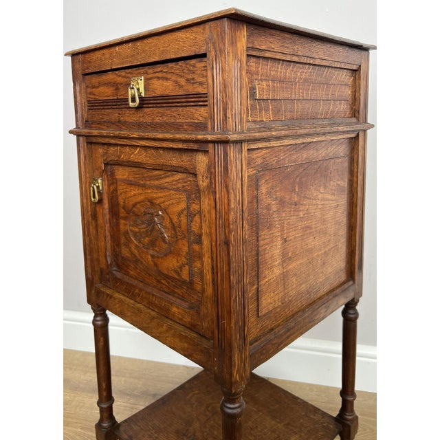 Antique French Oak Carved Nightstand For Sale - Image 9 of 15