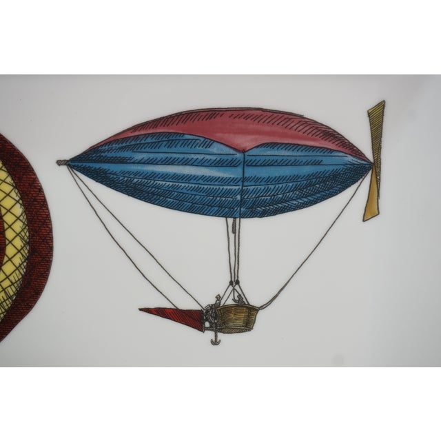 Piero Fornasetti Milano Italy Porcelain Palloni n.2 Hot Air Balloons Tray For Sale - Image 11 of 11