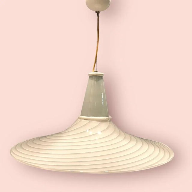 Mid-Century Modern Murano Glass Swirl Pendant Light by Paolo Venini, 1970s For Sale - Image 3 of 13