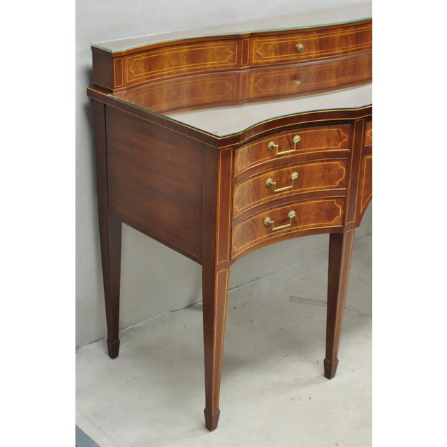 Vintage Hepplewhite Sheraton Mahogany Serpentine Buffet Sideboard Attr. Baker For Sale - Image 15 of 18