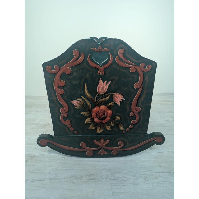 Wood Vintage Hand-Painted Wooden Cradle, 1940s For Sale - Image 7 of 14