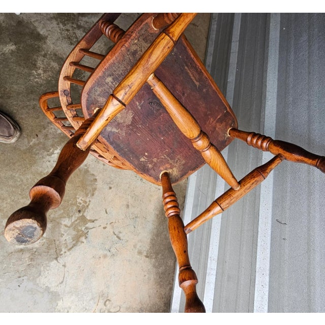 19th Century Handcrafted English Oak Windsor Armchair For Sale - Image 4 of 6