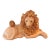 1970s Signed Hand Painted Ceramic Reclining Lion Sculpture For Sale