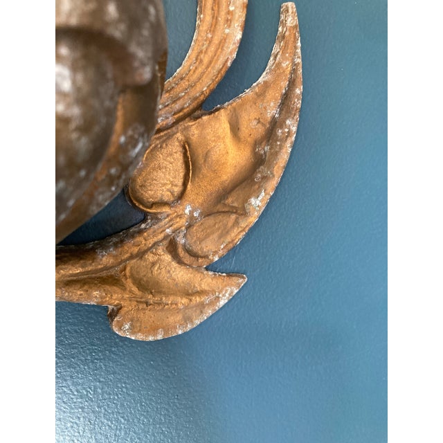 Vintage Cast Iron Fleur-De-Lis Wall Planter With Scrollwork For Sale - Image 9 of 12