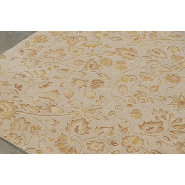 2010s Rug & Kilim’s Tudor Style Rug in White With Beige-Brown Floral Patterns For Sale - Image 5 of 9