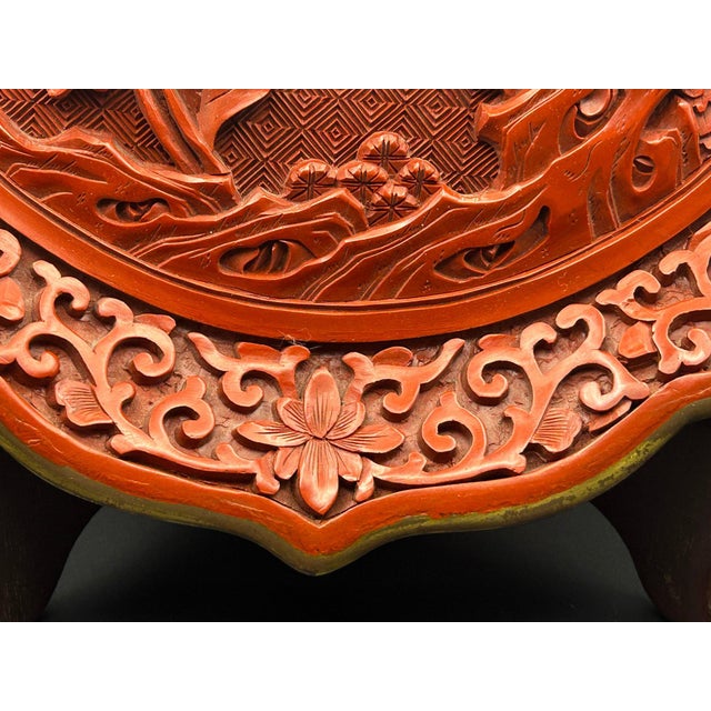 Late 20th Century Vintage Chinese Cinnabar Decorative Display Plate For Sale - Image 5 of 5