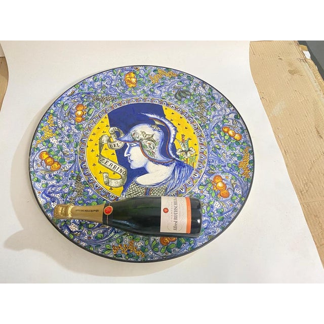 1960s Large 20th Century Ceramic Dish in Yellow and Blue from C.Lombardo, Italy, 1960s For Sale - Image 5 of 18