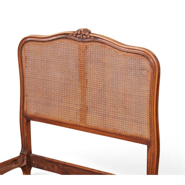 1920s Antique French Provincial Caned Bedframe For Sale - Image 5 of 6