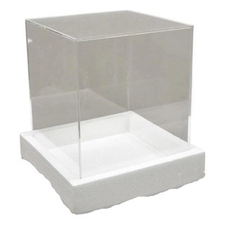 Late 20th Century 5 Sided 14.5" Clear Acrylic Lucite Vitrine Display Case Christine Taylor Coll. For Sale