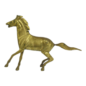 Mid 20th Century Solid Brass Running Stallion Horse Ranch Equestrian Sculpture