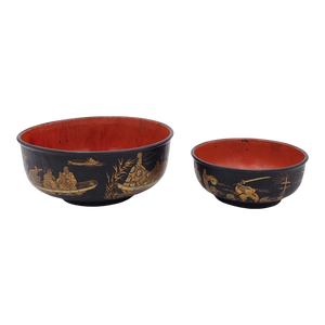 Pair of Similar Japanese Lacquer Decorated Bowls, Circa 1890