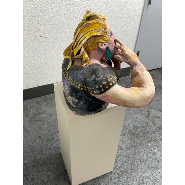 Bondene Allen Rock Fan 2 Sculpture + Pedestal, Signed For Sale - Image 9 of 12