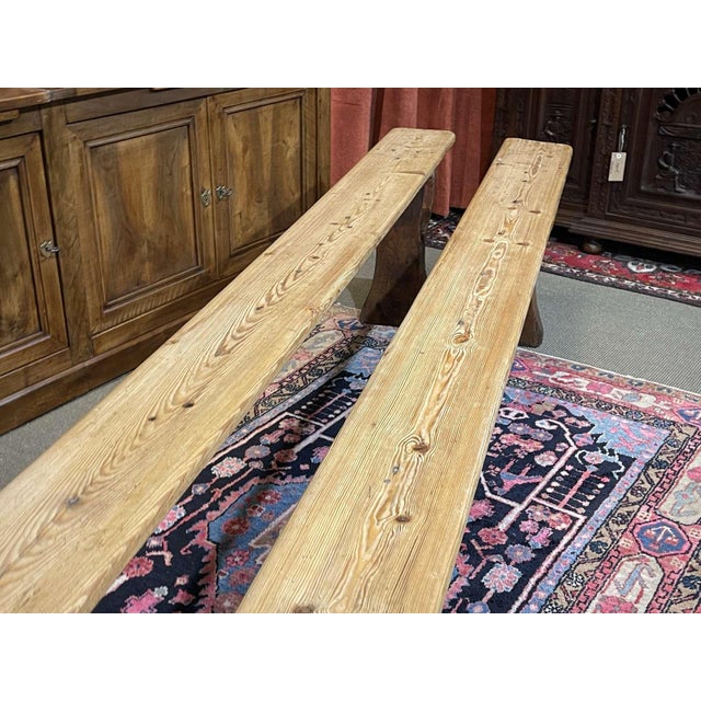 Fir Farmhouse Benches, Set of 2 For Sale - Image 5 of 10