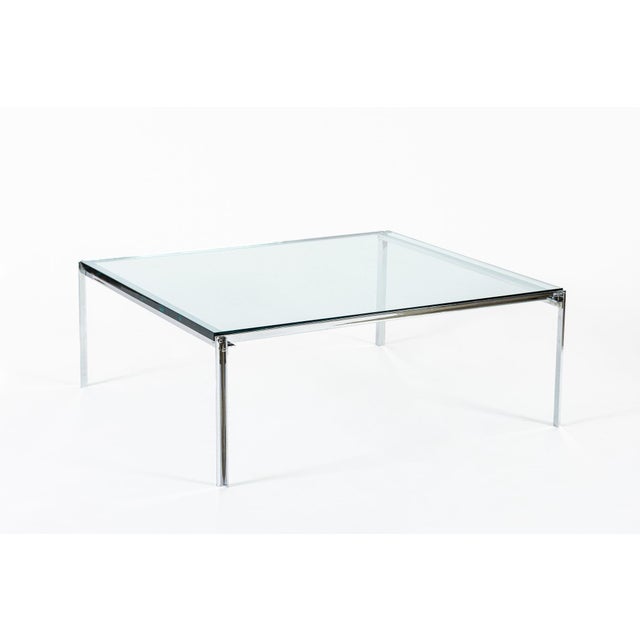This glass coffee or cocktail table was designed by architects William Katavalos, Ross Littell, Douglas Kelley for Laverne...