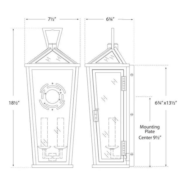Transitional Chapman & Myers for Visual Comfort Signature Darlana Small Tall 3/4 Wall Lantern in Bronze For Sale - Image 3 of 3