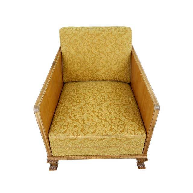 Brown Set of Art Deco Lounge Armchairs in Elm and Birch, 1930 For Sale - Image 8 of 11