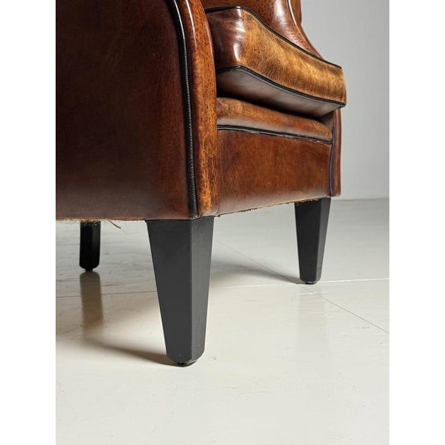 Wingback Club Chair in Sheep Leather For Sale - Image 12 of 18