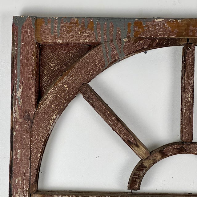 Early 20th Century Architectural Salvaged Wooden Window Frame for Wall Decor For Sale - Image 11 of 12
