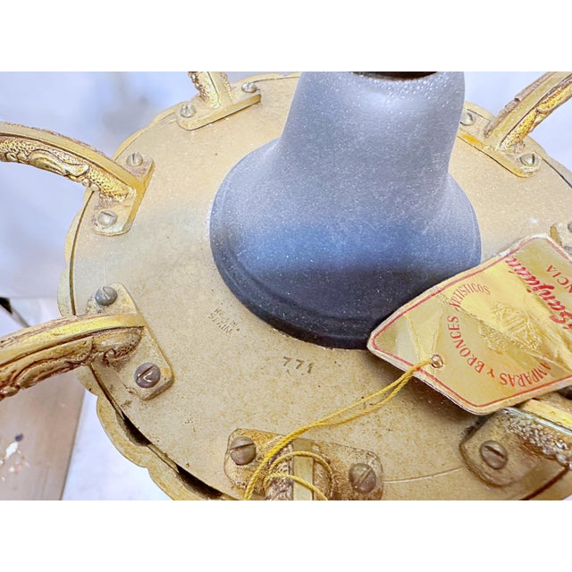 1930's Decorative Black and Bronze Chandelier For Sale - Image 10 of 12