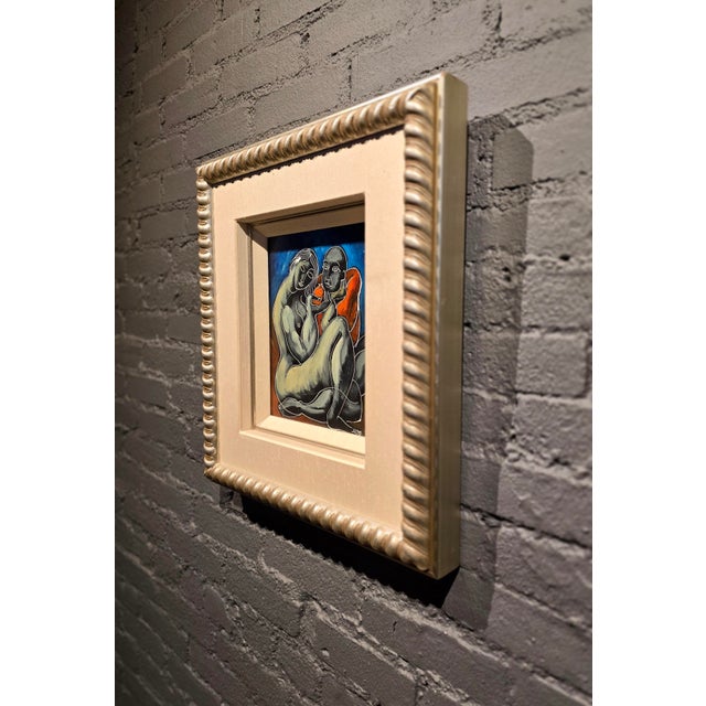 Wood Yuroz -Sweet Offering- Original 1998 Neo-Cubist Oil Painting For Sale - Image 7 of 9