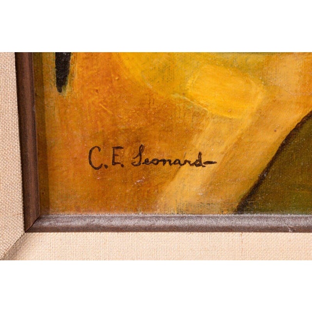 1970s c.e. Leonard Cubits Surreal Abstract Signed Oil Painting on Framed Canvas 1970 For Sale - Image 5 of 8