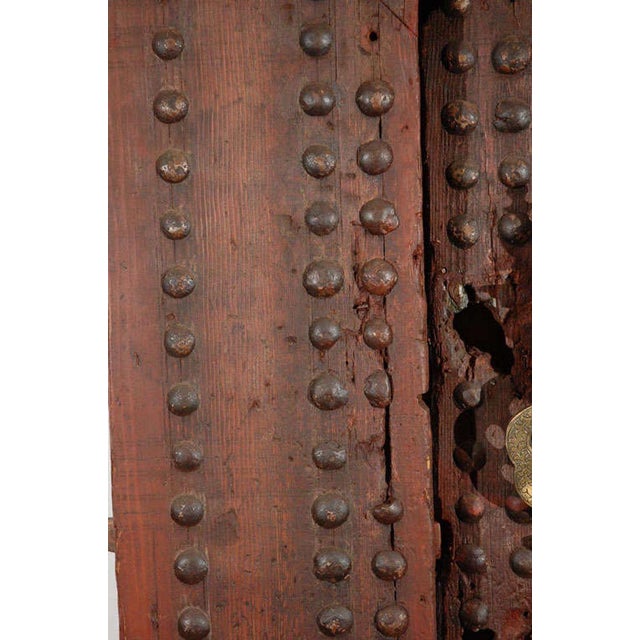 Antique Large Moroccan Moorish Antique Ryad Studded Door 19th C. For Sale In Palm Springs - Image 6 of 18