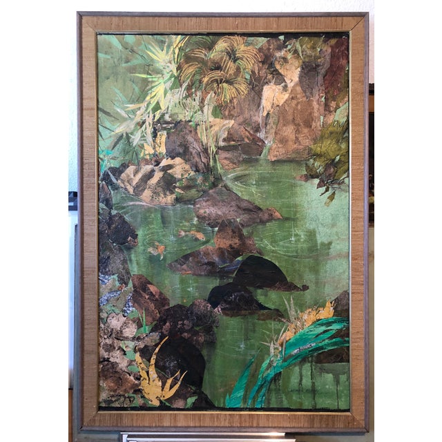 1980s Leonard Brooks, Large Canadian Mexican Modernist Figurative Abstract Collage Painting Landscape, 1984 For Sale - Image 5 of 13