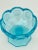 1950s Cerulean Blue Art Glass Vintage Mid Century Coin Dot Art Glass Nut Bowl For Sale - Image 4 of 5