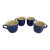 Vintage Emile Henry France Cobalt Blue Ribbed Mugs, Set of 4 For Sale
