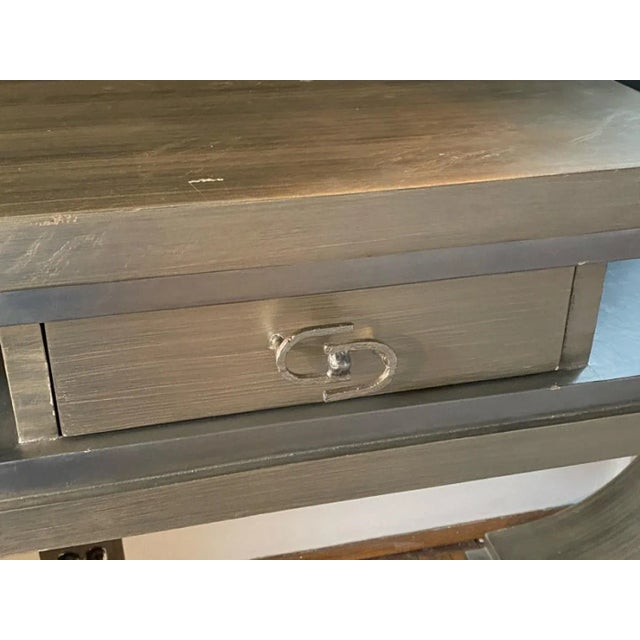 1990s Modern Curved Silver Leaf Console With Drawer For Sale - Image 4 of 6