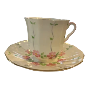 Art Deco Hand Painted Adderly Studio Demitasse Teacup and Saucer, Circa 1926-1947