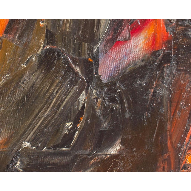 1960s 1960s Oil on Canvas Abstract Painting by Reiko Sakagami Baum For Sale - Image 5 of 7