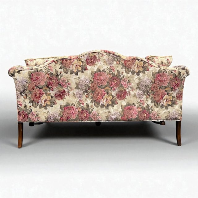 Brown Vintage Floral Humpback Sofa With Carved Claw-and-Ball Feet For Sale - Image 8 of 8