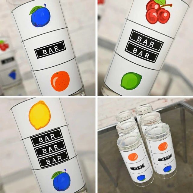 Late 20th Century Casino Slot Machine Highball Cocktail Glasses Set of 6 For Sale - Image 10 of 13