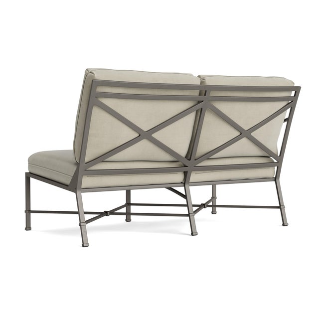 Not Yet Made - Made To Order Brown Jordan Venetian Left Arm Loveseat, Mica frame with Fusion Meadow fabric For Sale - Image 5 of 11