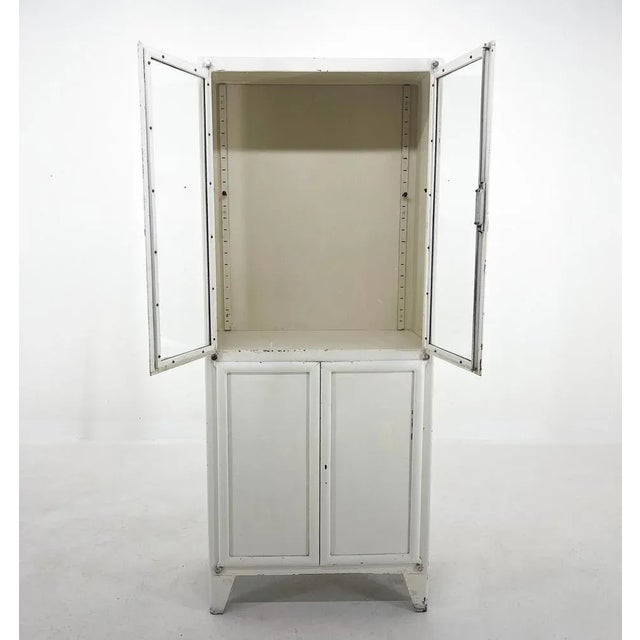 Industrial Vintage Iron & Glass Medical Cabinet, Czechoslovakia, 1950s For Sale - Image 3 of 8