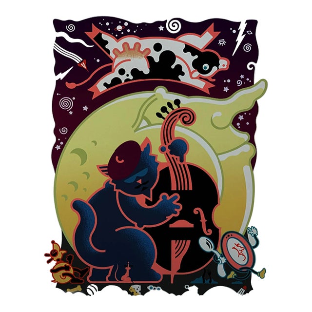 Cat and the Fiddle, Daniel Pelavin Screen Print For Sale