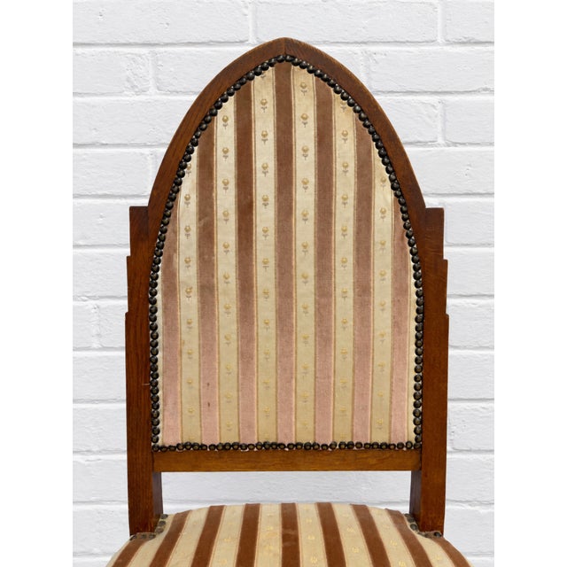 Wood Set of Four - Amsterdam School Art Deco Oak Dining Chairs, Netherlands, C. 1930s For Sale - Image 7 of 17