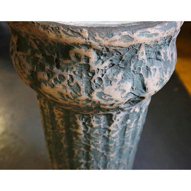 Plant Pedestal - Green and Tan Ceramic For Sale - Image 4 of 6