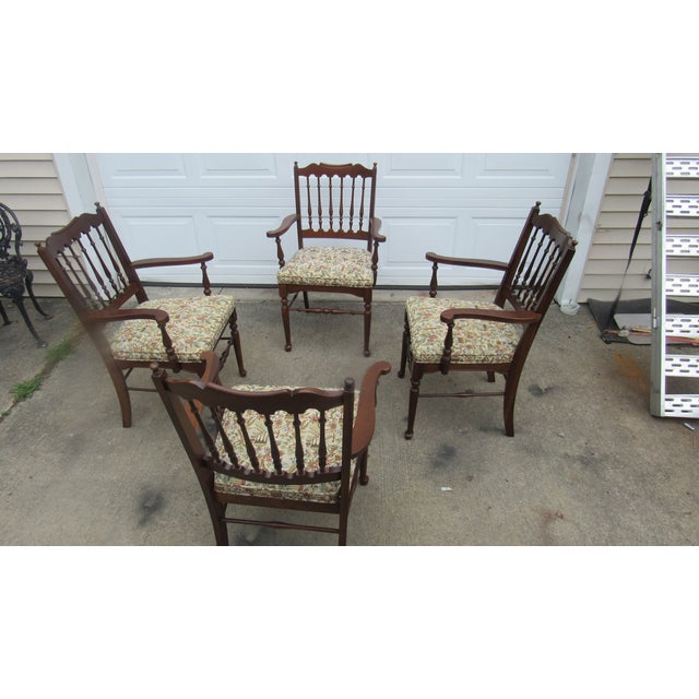 Vintage Cherry Baumritter Cherry Spindle Chairs Dining Room Set For Sale - Image 4 of 8