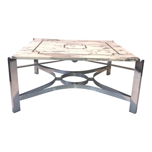Custom Calacatta Marble With Brass Inlay Coffee Table Chairish