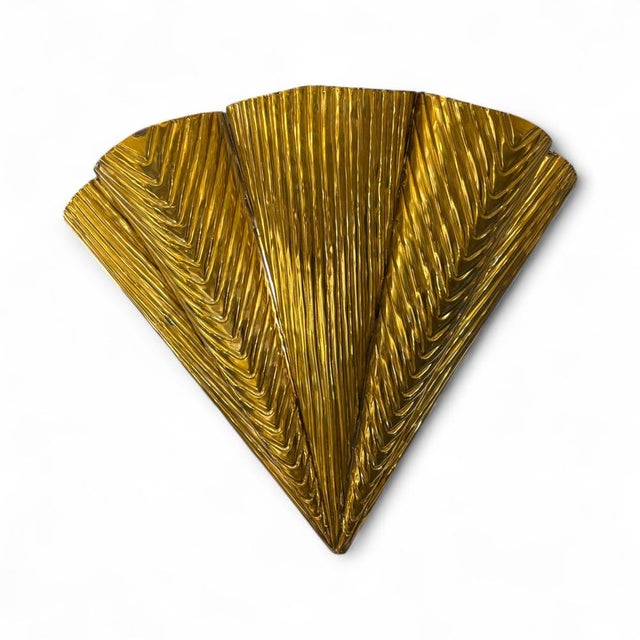 Art Deco Lobed Triangular Wall Sconces, 1950s, Set of 2 For Sale - Image 4 of 8